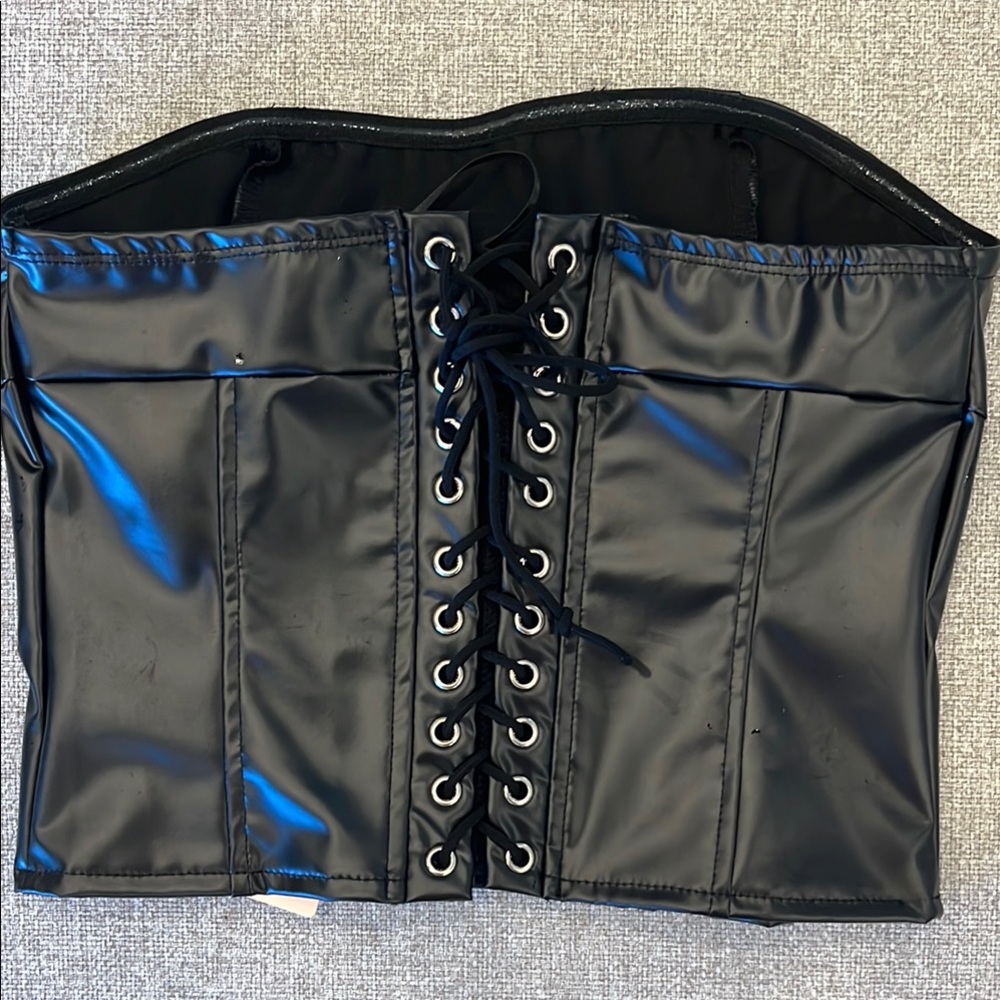 Black Lace-Up Corset Top
